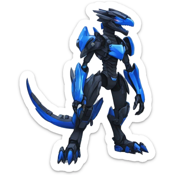  Cool Edgy Futuristic Black Blue Digimon-Fakemon-Raptor-Dragon-Mecha full body sticker