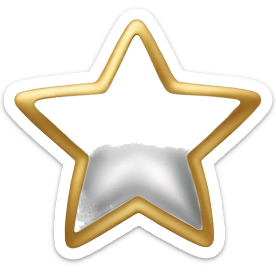 Create a silver star emoji identical to the classic gold star emoji (⭐️). It should match the same size, shape, and smooth shading, but in metallic silver. Keep the design simple and glossy, just like the original Apple star emoji. Rounded ends sticker