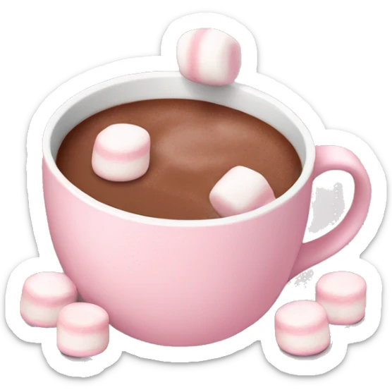 Light Pink mug of hot chocolate with marshmallows  sticker