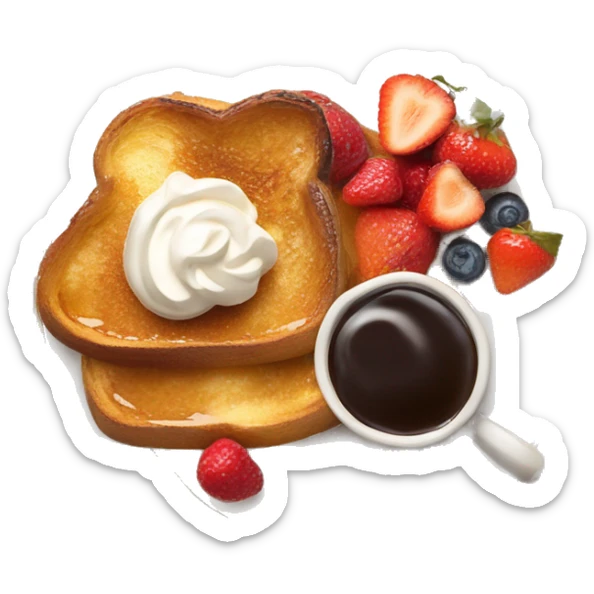 A plate of French toast with syrup fruits whipped cream sticker