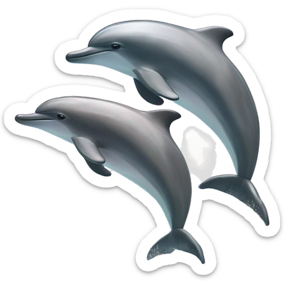 two dolphins jumping out of the ocean and the rainbow behind them with sparkles ￼￼ sticker