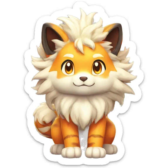Colorful Shiny Kawaii Cute Tiger-Arcanine—Vulpix-Fakémon-Pokémon full body sticker