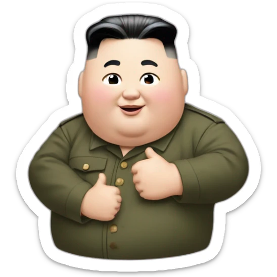 super fat Kim jong un wear Gucci shirt and thumbs up sticker