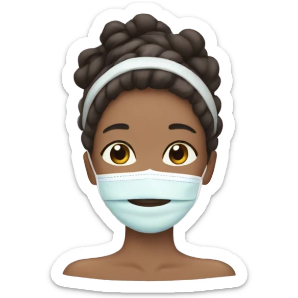 Girl with a face mask on and a skincare headband sticker