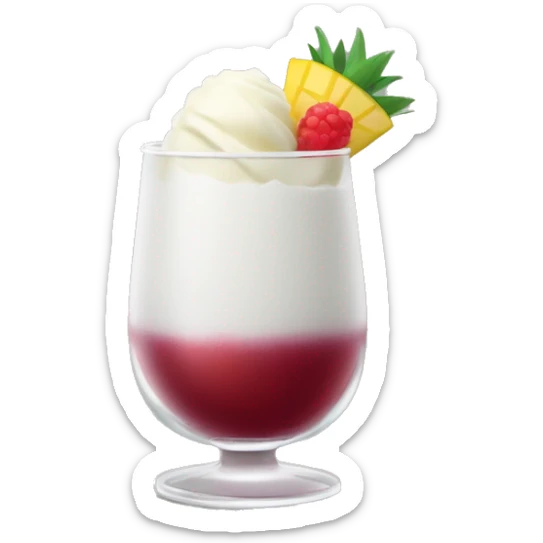 trago chileno que se sirve en vaso largo y ancho. tiene un poco de granadina en la base, vino blanco en el resto del vaso y sorbet de piña en la superficie del vaso. Tiene un sorbete (bombilla) de color blanco, en el vaso para poder tomarlo sticker