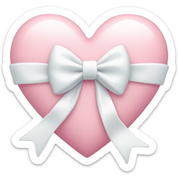 Pastel pink heart with white bow sticker