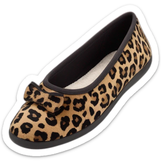 slippers ballerine isotoner léopard avec semelle en cuir souple sticker
