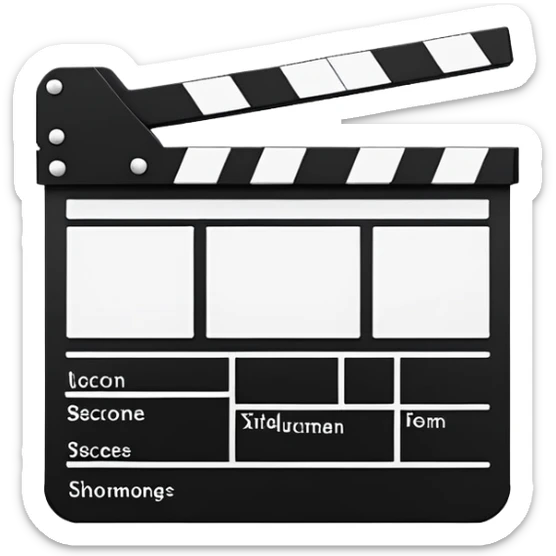 minimalist black and white film clapperboard, geometric shapes only sticker