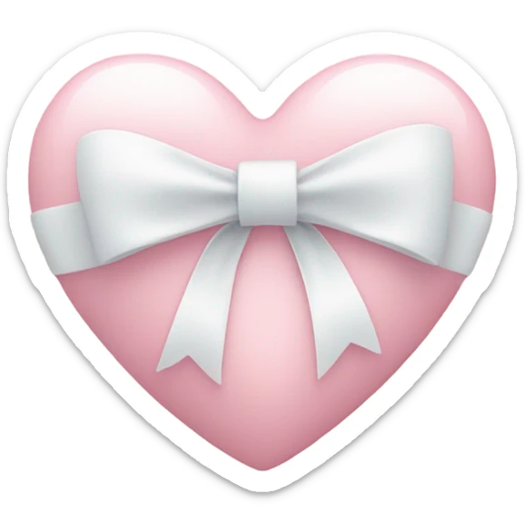 Pastel pink heart with white bow sticker