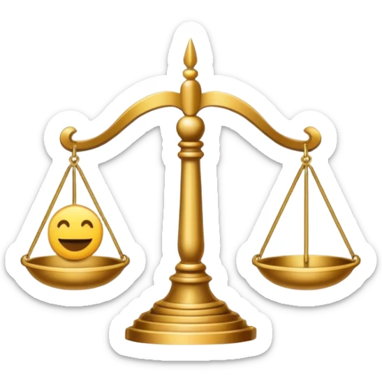 court emoji with justice symbol as scales and classical court architecture sticker