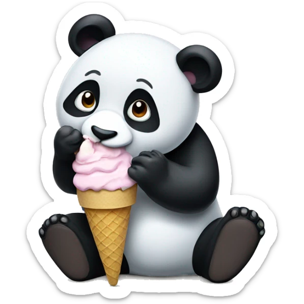 Panda eating ice cream sticker