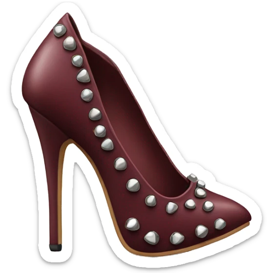 Realistic isolated pair of burgundy  pointed toe studded high heel shoes.  sticker