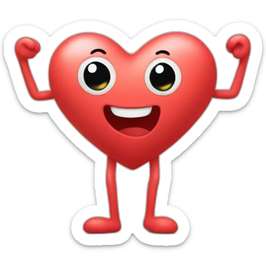 Heart with a cute face and arms and legs coming out of it sticker