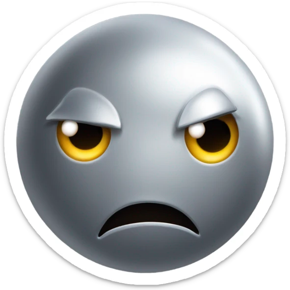 Metal ball with long dotted shiny eyes with one mad eyebrow on the left sticker