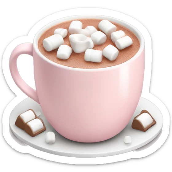 Light Pink mug of hot chocolate with marshmallows  sticker