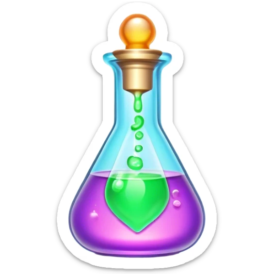 Clash of Clans aesthetic: Cinematic Playful Sci-fi Health Potion Emoji, rendered in a 3D vector-style similar to standard emojis with minimal shading and bold, simplified shapes. A compact, futuristic vial with a glowing neon liquid and sleek contours, softly glowing with a healing cosmic charm. Simplified yet unmistakably iconic, highly detailed and consistent, glowing with a soft radiant glow and high shine. Stylized with a touch of futuristic alchemy and a soft glowing outline, capturing the essence of a vital energy elixir with a playful, interstellar spirit! sticker