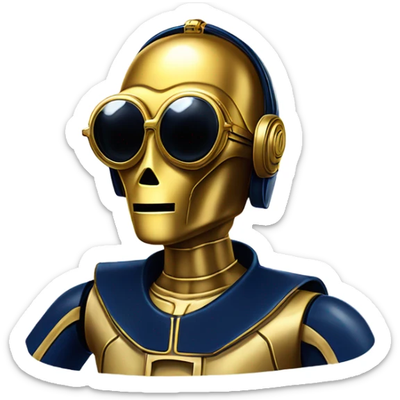 C-3PO wearing A pair of navy blue heart shaped sunglasses  sticker