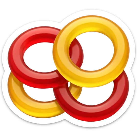 emoji de 2 gomitas en forma de aro una colo rojo y otra amarillo de muy gruesas muy muy sticker