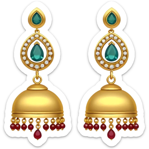 A small beautiful jhumka pair in golden color with very few stones sticker