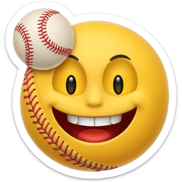 I want a emoji of a emoji with a evil smile throwing a baseball very hard sticker