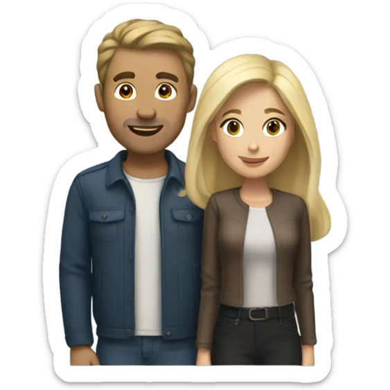 Brunette woman with blonde man sticker