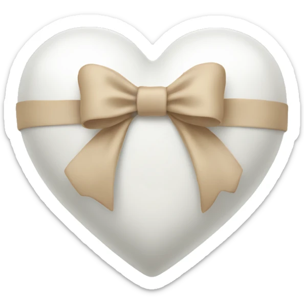 white heart with beige bow sticker