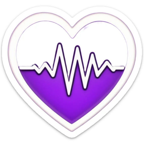heart pules tech with the pules symbol in the middle, make the hart dark purple. dark outline sticker