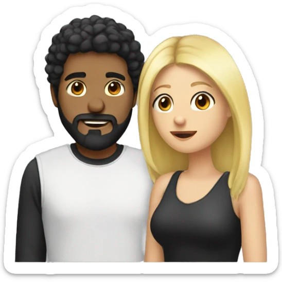Lovers in a Huge connection moment.  she is blonde and he has black hair and threeday beard  sticker