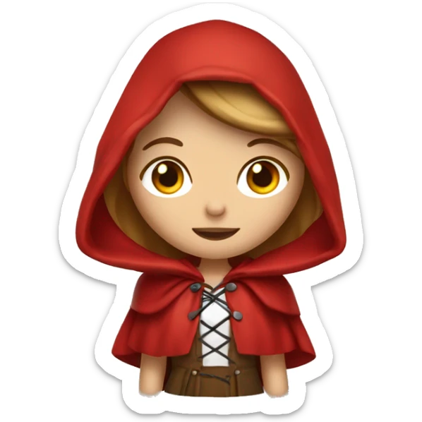 Red riding hood with long brown hair and blond highlights hair and free eyes sticker