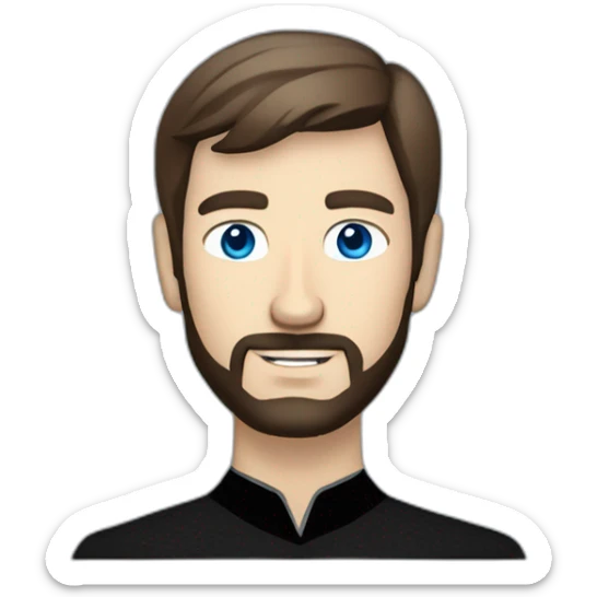 Handsome white man from Star Trek with Blue eyes and short brown hair and black beard startrek sticker