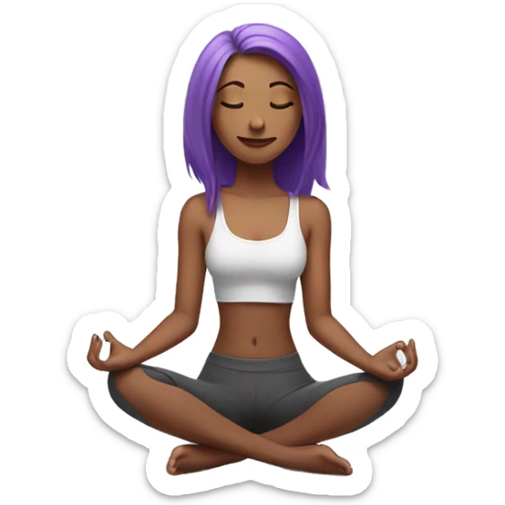 a girl with purple hair is sitting in a yoga pose sticker