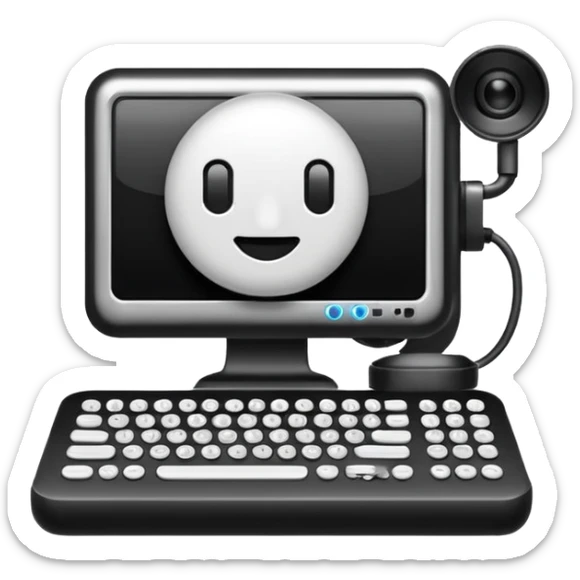 crear un emoji, que sea para proyeectos tanto empresarial como redes sociales, quiero un ordenador y una camara en la misma imagen sticker