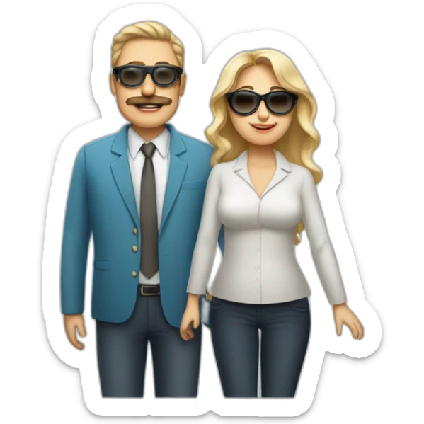 Papá gafas y barba, mamá gordita rubia y hijo moreno sticker