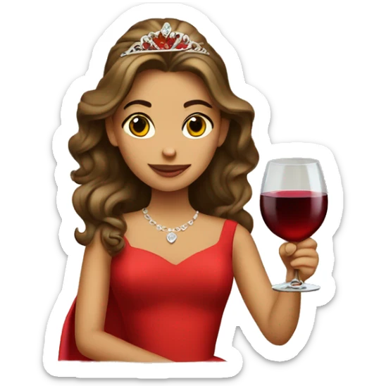 Princess in red dress with a glass of wine  sticker
