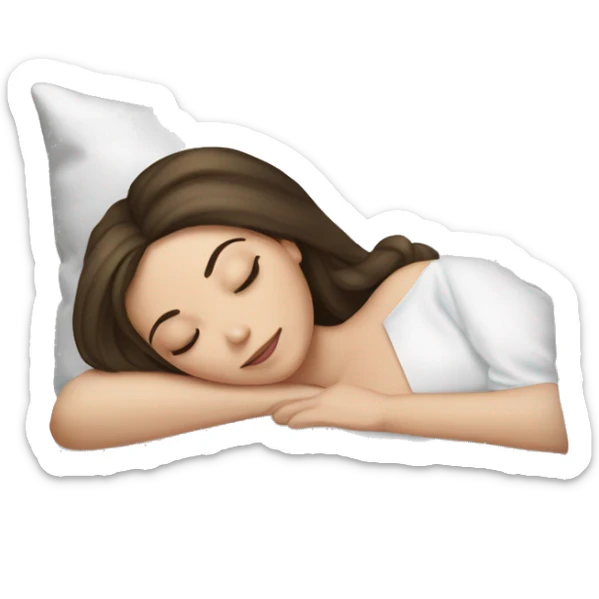 sleeping beauty brunette white girl with a silk pillow sticker