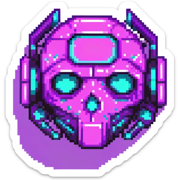 futuristic cyberpunk pixel art icon, vivid neon colors purple magenta cyan, minimal expressive design, 32x32, centered, high contrast, transparent background, no text, suitable for dark background, song title symbol sticker