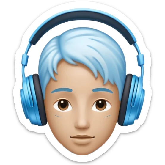 a living being made of sound waves listening to music with headphones sticker