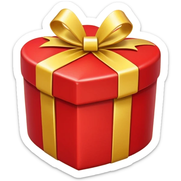 Cute kawaii sparkly shiny glossy romantic nifty precious neat aesthetic Heart-shaped red gift box present with yellow wrapping sticker