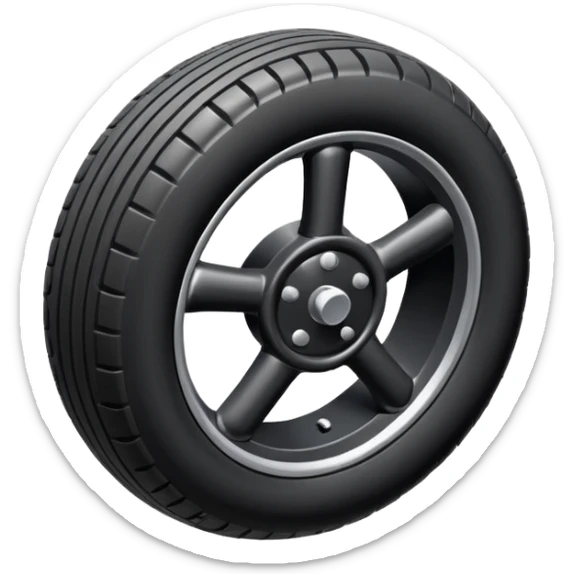 The aircraft's landing gear is one inflated, plump wheel with a strut, black in color, cartoon-style, isometric sticker