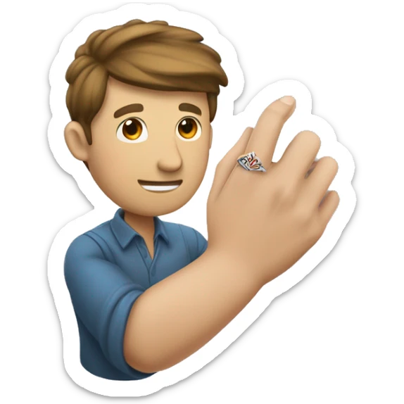 Un homme à genoux qui tient une bague dans la main en l’air  sticker