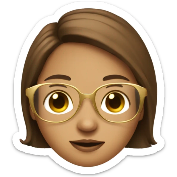 A girl with an gold glasses with ugc on and brown hair sticker