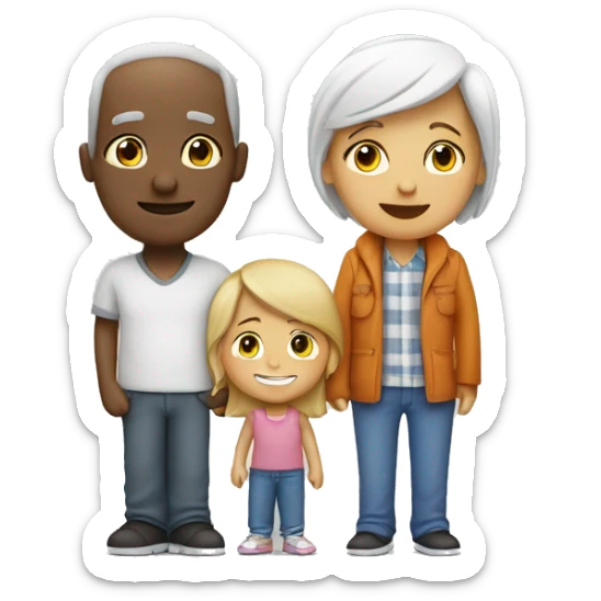 une famille blanche avec deux parents, une fille et un garçon sticker