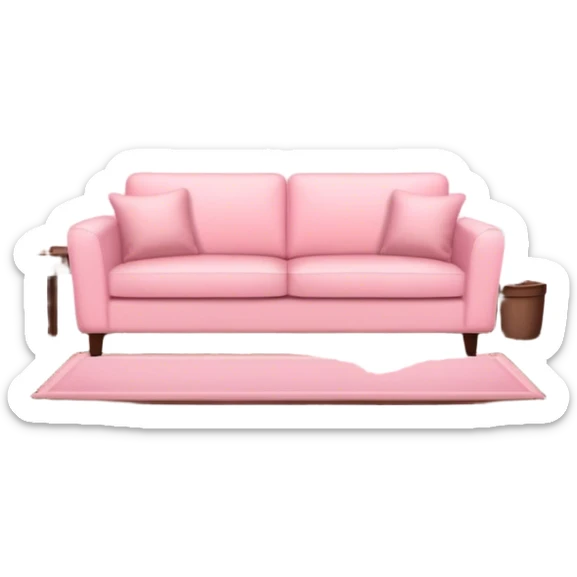 Living room in the of Powder Pink  color  sticker