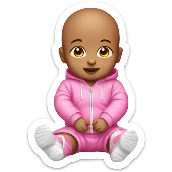 Design a Realistic Baby Emojis in Pink Outfit and Knee Sneakers Praying sticker