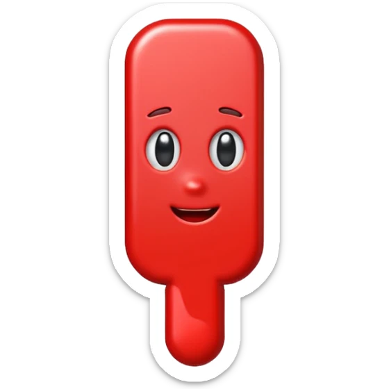 A bright red exclamation mark emoji, glossy, 3D, cartoon style, vibrant colors, smooth shading, simple background, iOS emoji style, high detail, cute and expressive
 sticker