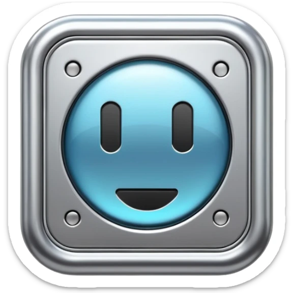 A futuristic microchip emoji made of polished silver chrome, minimal circuit details, smooth metallic surface, soft lighting, iOS emoji style, centered, clean white background sticker