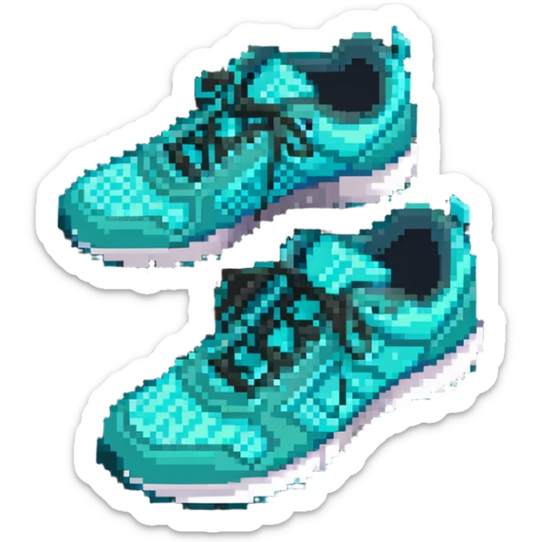 turquoise running shoes, athletic footwear, blue-green sneakers sticker