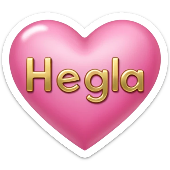 In pink heart,the gold inscription "Helga" in large letters sticker