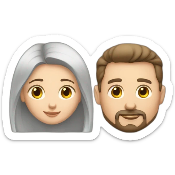 over weight couple and the woman should have brown hair the man should have a goatee sticker