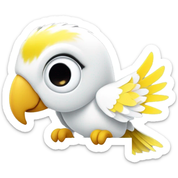 white and yellow parrot  holding a sign with the black inscription i love you sticker